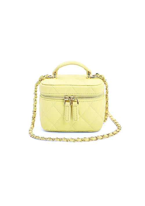 Gelbe Mini gesteppte Crossbody -Tasche