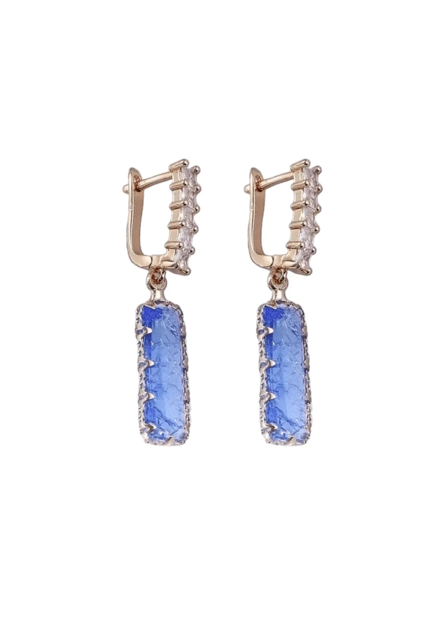 BLUE SQUARE DROP EARRINGS