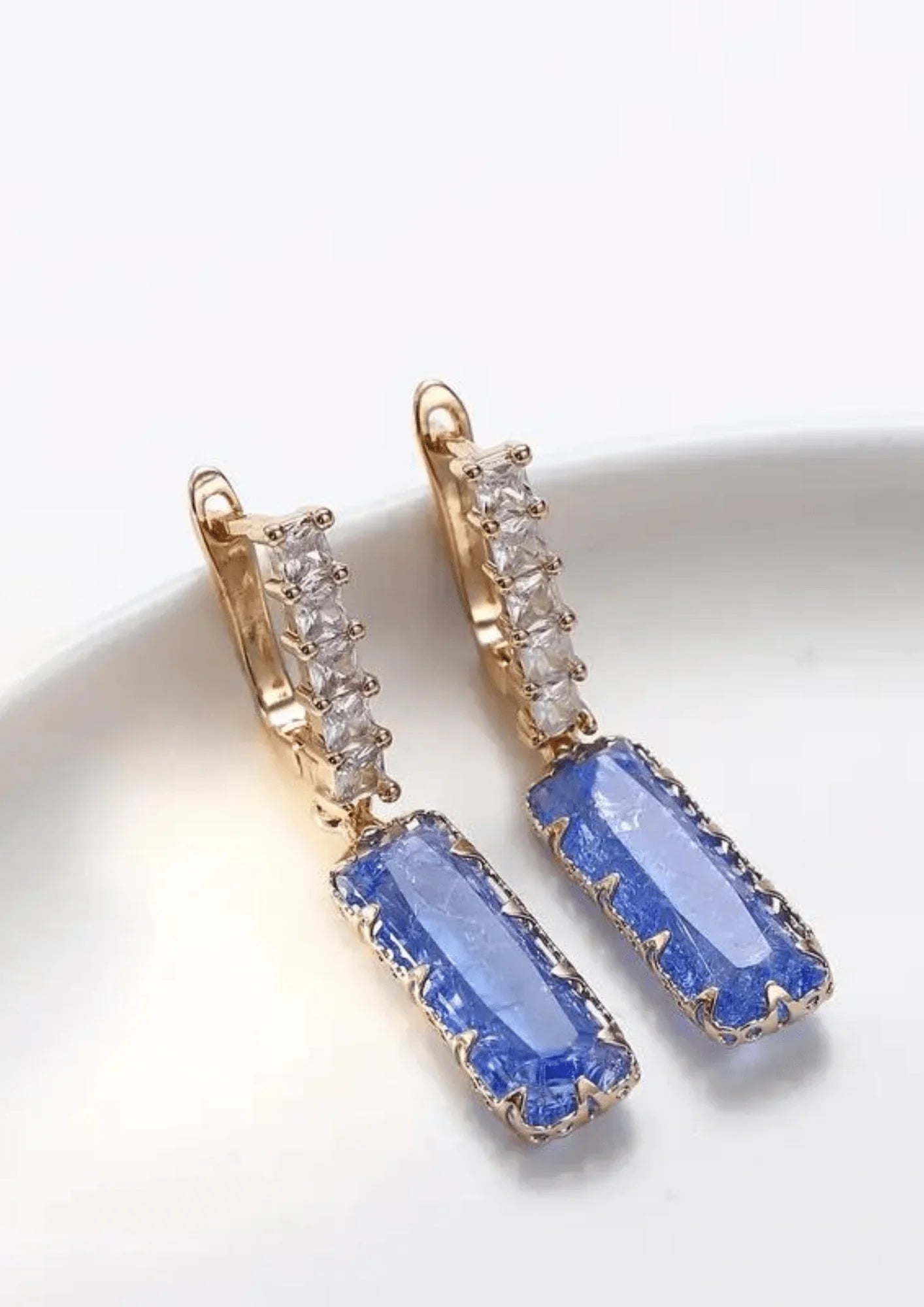 BLUE SQUARE DROP EARRINGS