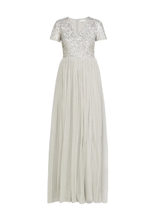 GREY SEQUINED MAXI DRESS