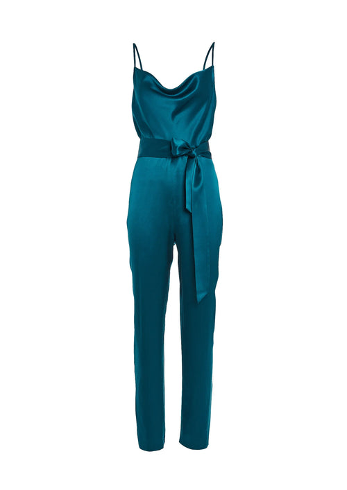 BLUE MARIA SILK CHARMEUSE JUMPSUIT