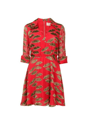 Rote Gepardenlippenkleid