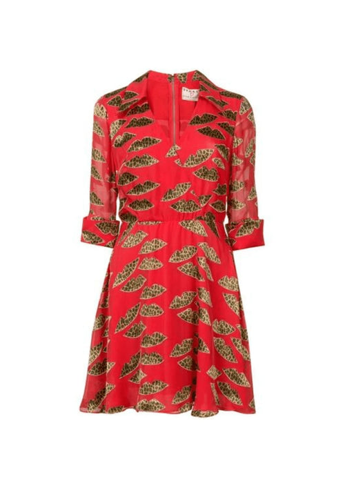 RED CHEETAH LIPS DRESS