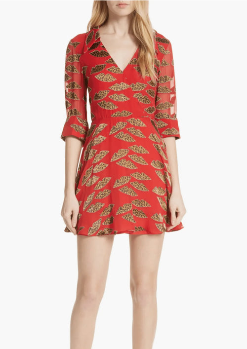 RED CHEETAH LIPS DRESS