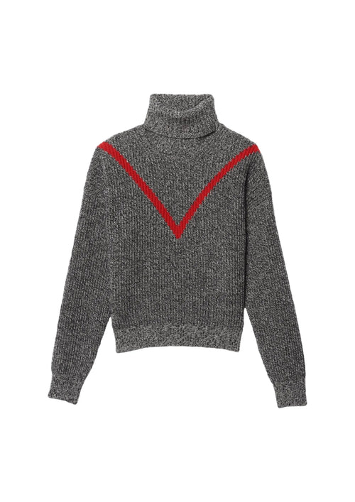 Pull à col roulé avec bande rouge