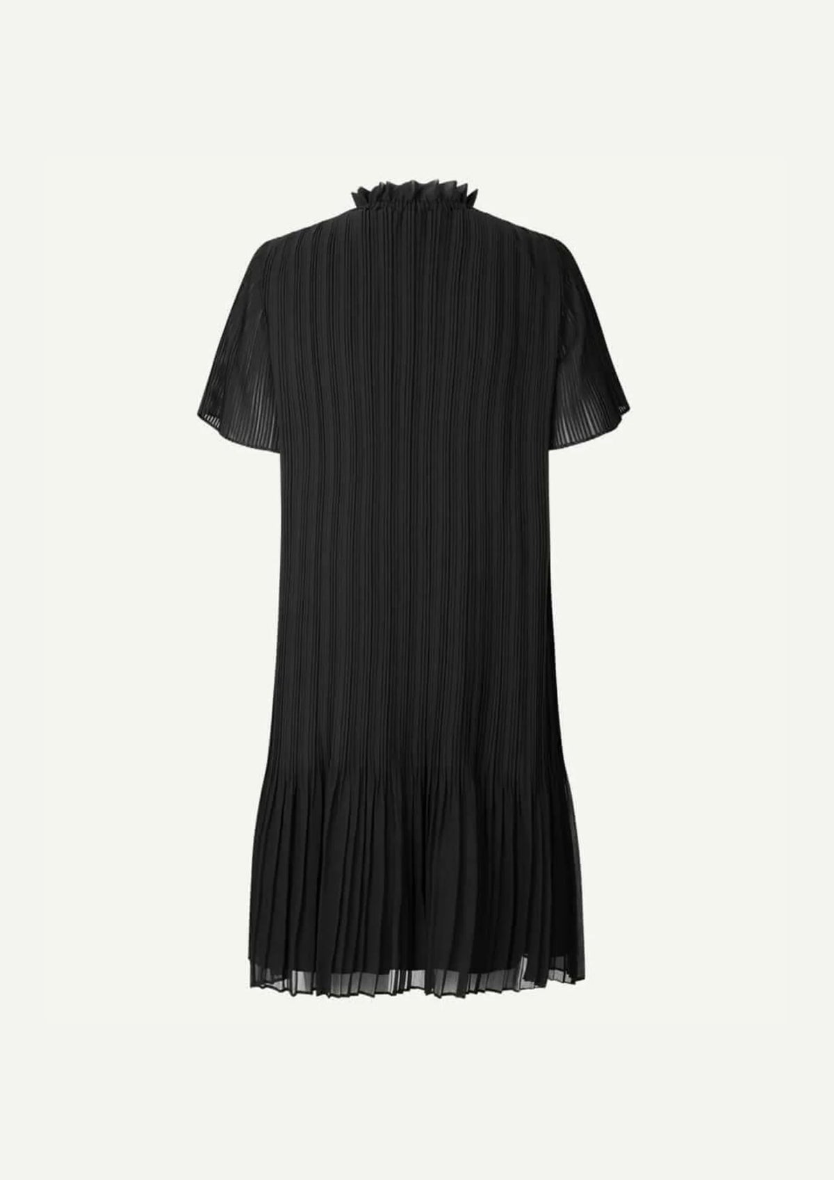 Schwarze Dame Plissee Midi Kleid