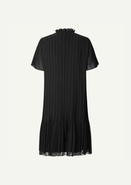 BLACK LADY PLEATED MIDI DRESS