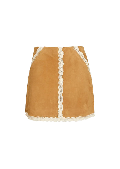 BROWN SUEDE MINI SKIRT