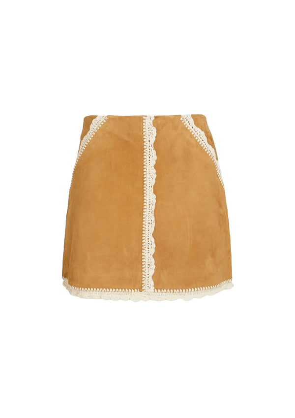 BROWN SUEDE MINI SKIRT