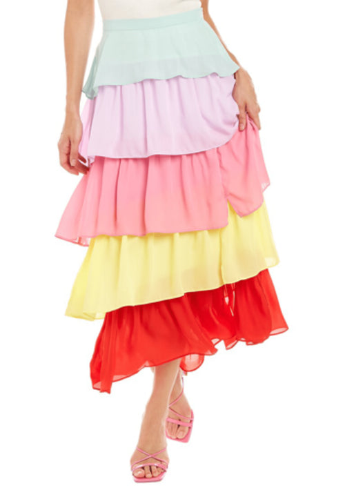 ELODIE COLOR-BLOCK MAXI SKIRT