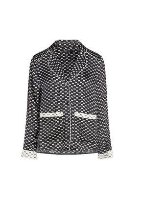 BLACK PRINTED SATIN SHIRT