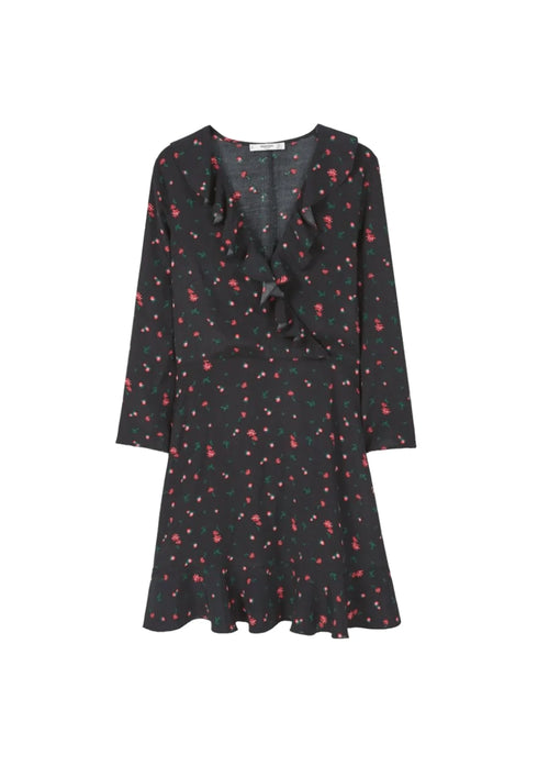 Robe à fleurs noire