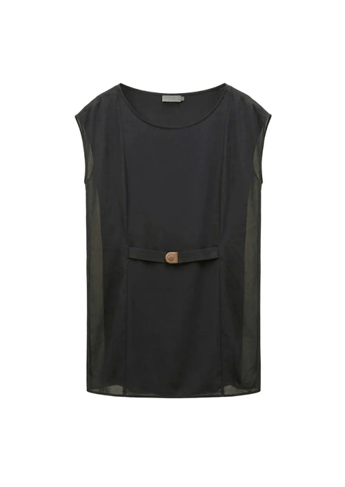 ÄRMELLOSES CHIFFONKLEID IN GRAU