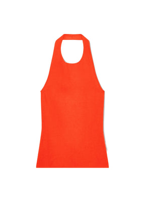 ORANGE KNIT HALTERNECK TANK TOP