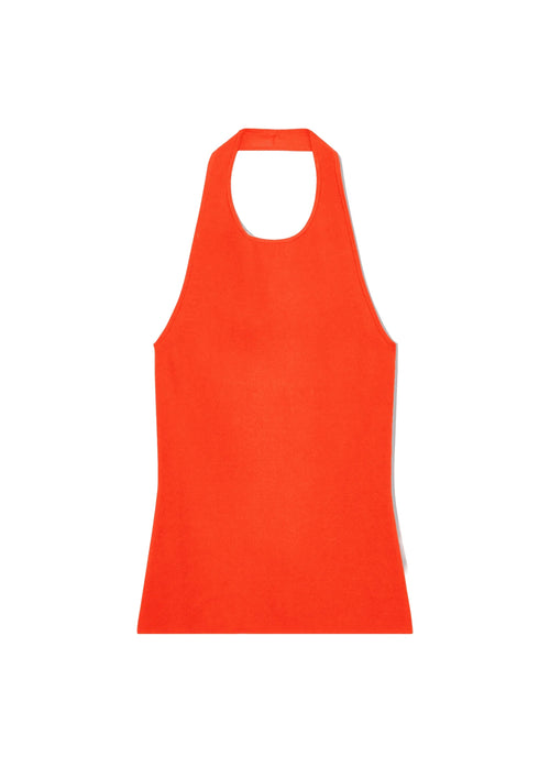 ORANGE KNIT HALTERNECK TANK TOP