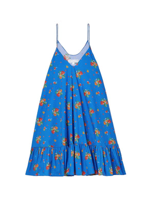 BLAUES MINIKLEID MIT BLUMEN
