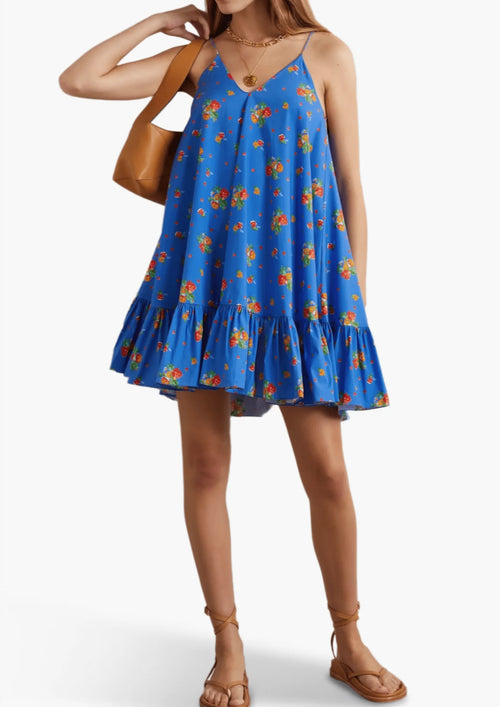 BLUE FLORAL MINI DRESS