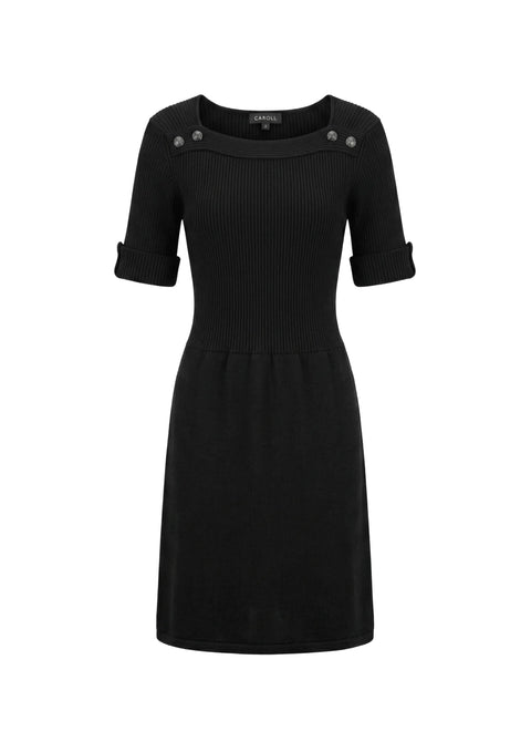 wool mini dress Black Women's Fit & Flare The XADEN Wool Mix EXPORTTAGHS Color:WHITE PRINT