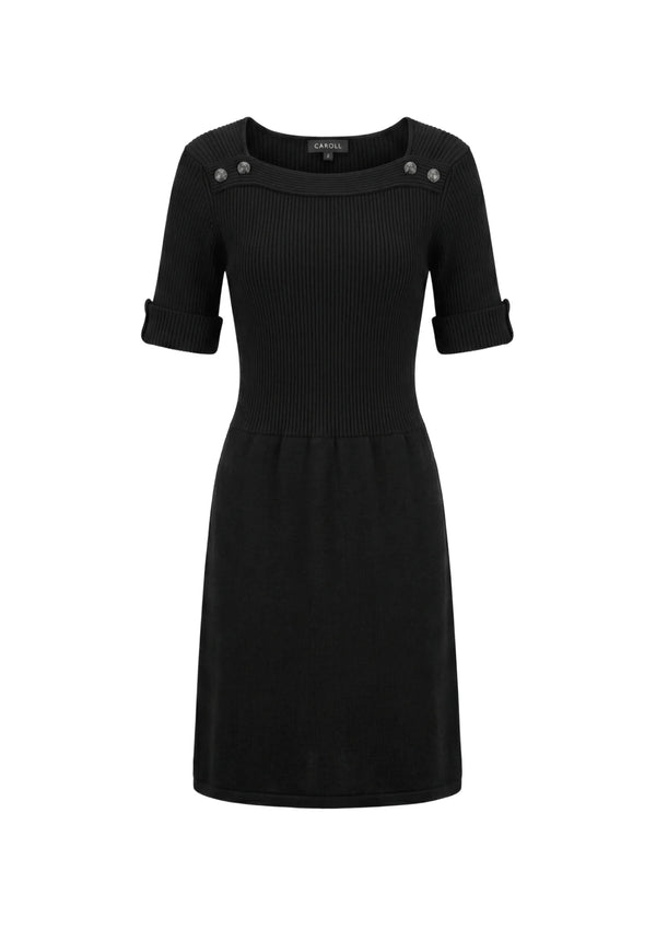 BLACK WOOL MINI DRESS