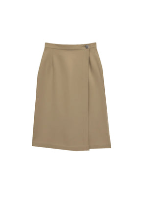 JUPE MI-LONGUEUR EN SOIE BEIGE