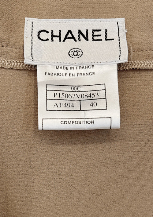 BEIGE SILK MID-LENGTH SKIRT