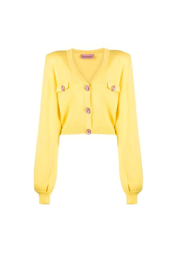 YELLOW V-NECK CARDIGAN