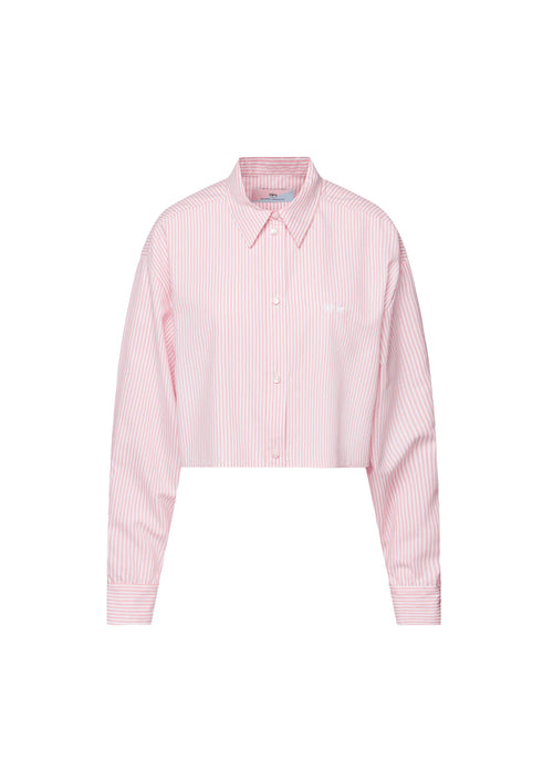 LIGHT PINK CROPPED STRIPED SHIRT