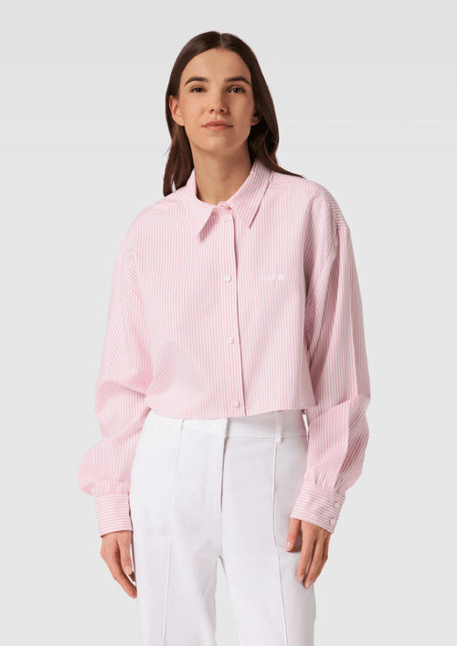 LIGHT PINK CROPPED STRIPED SHIRT