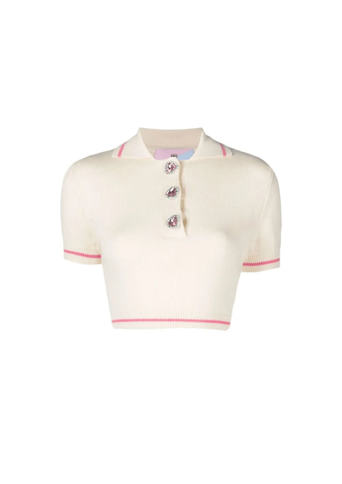 WHITE CREAM KNITTED POLO SHIRT