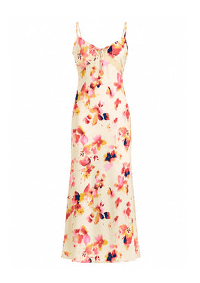 ROBE LONGUE JAUNE À MOTIFS FLEURIS