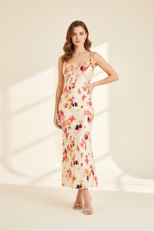 YELLOW FLORAL MAXI DRESS