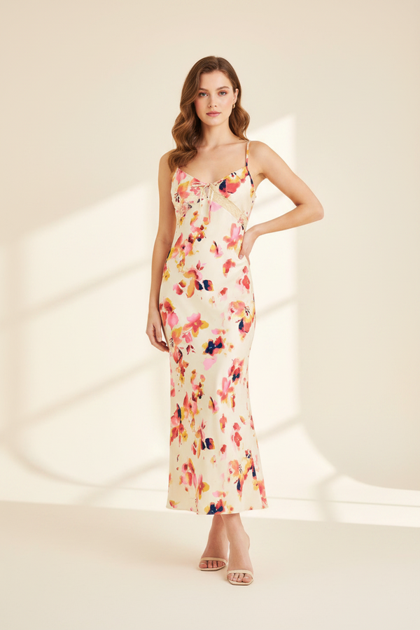 YELLOW FLORAL MAXI DRESS