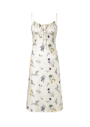 ROBE MIDI FLEURIE BLANCHE