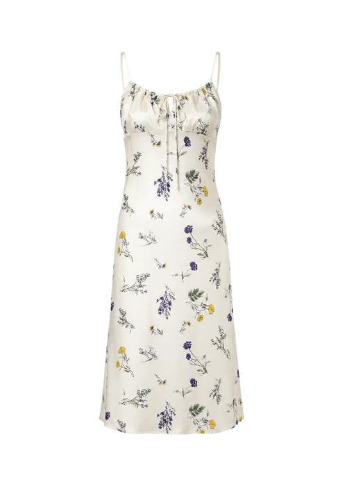 WHITE FLORAL MIDI DRESS