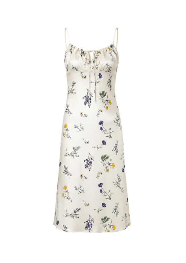 WHITE FLORAL MIDI DRESS