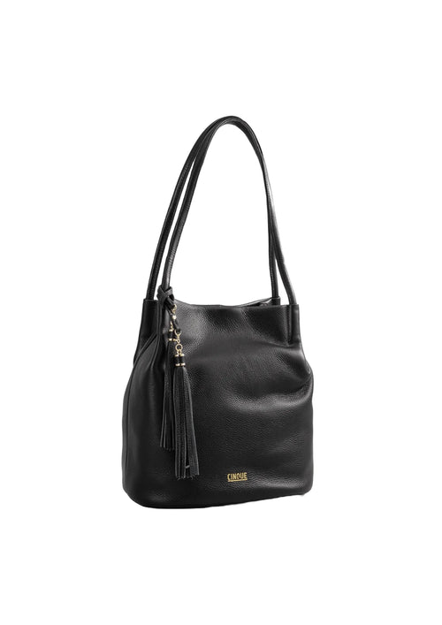 BLACK LEATHER SHOULDER BAG