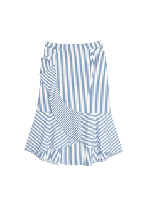 BLUE STRIPED MIDI SKIRT