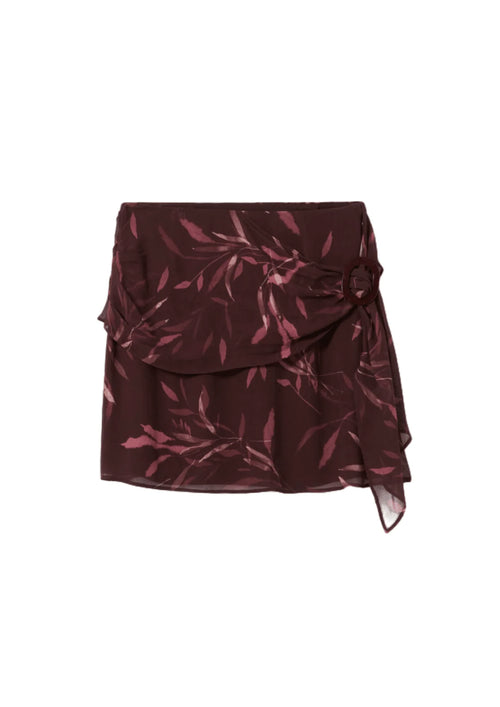 BROWN SUN FEUILLE MINI SKIRT