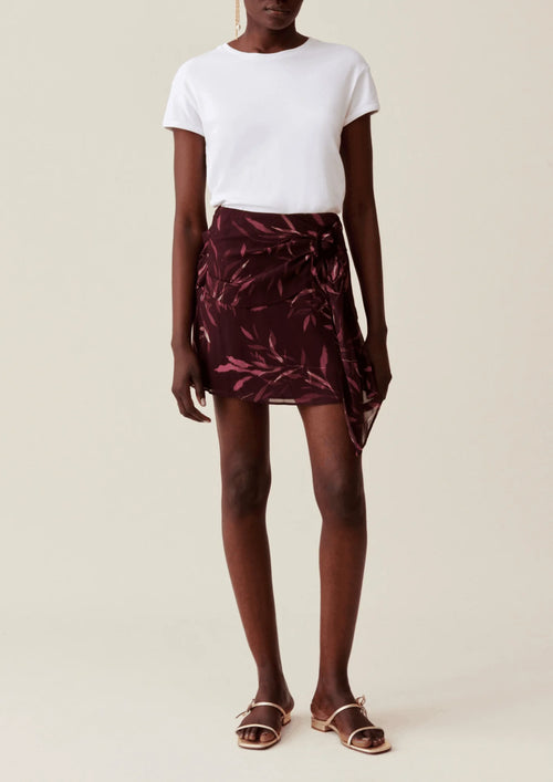 BROWN SUN FEUILLE MINI SKIRT