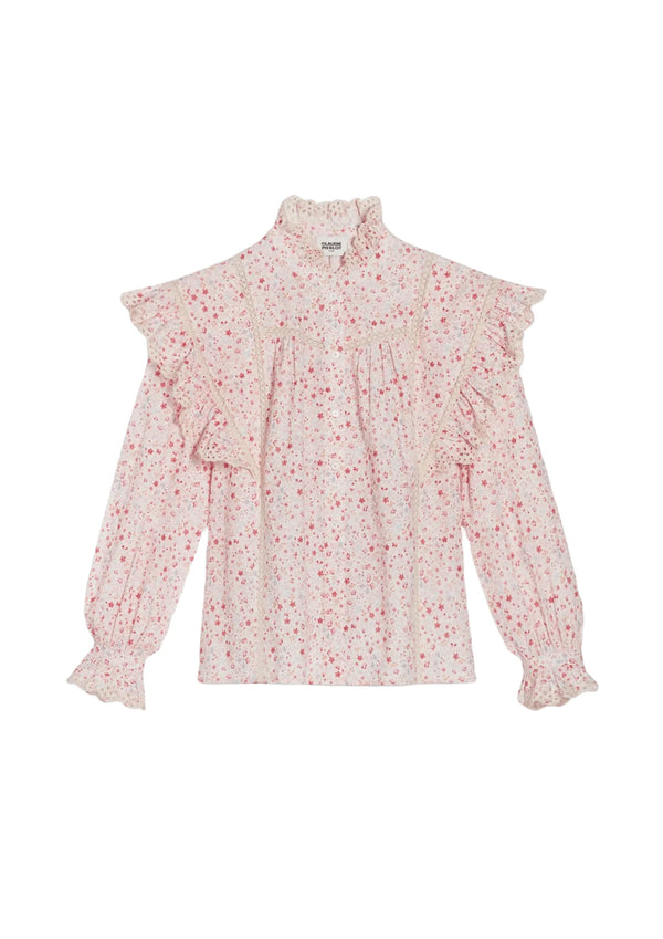 ROSA BLUSE MIT BLUMENDRUCK