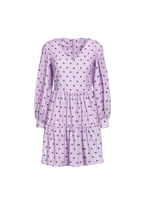 LILAC V-NECK TIERED MINI DRESS