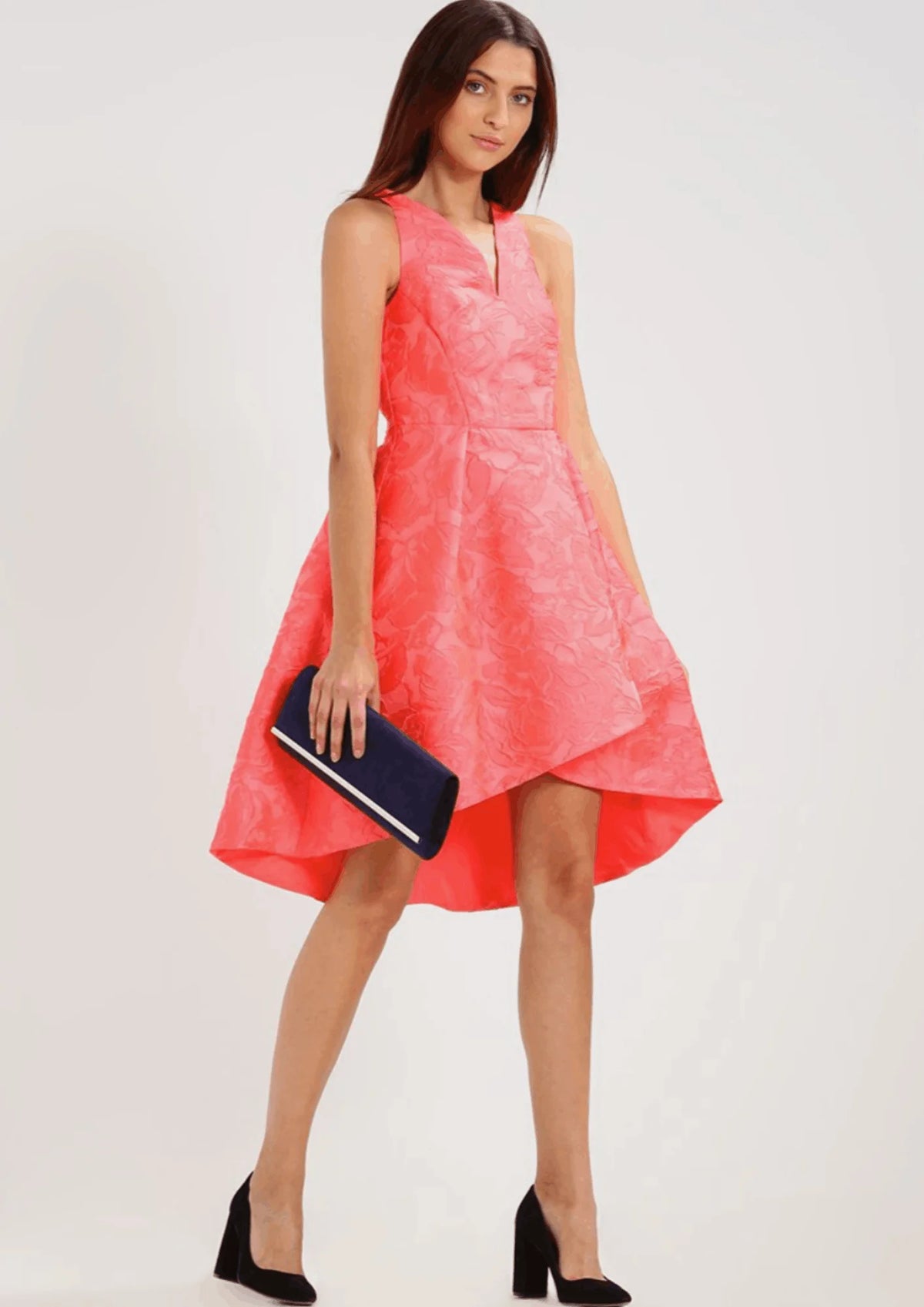 CORAL ASYMMETRICAL DRESS