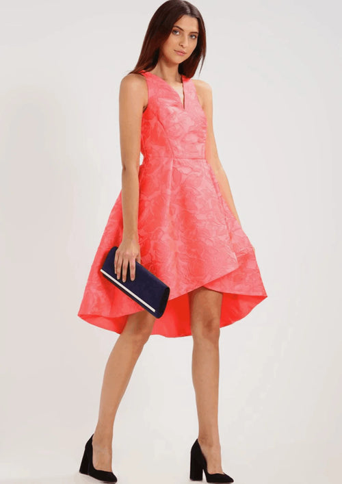 CORAL ASYMMETRICAL DRESS