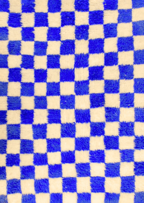 TAPIS BENI OURAIN À CARREAUX BLEU