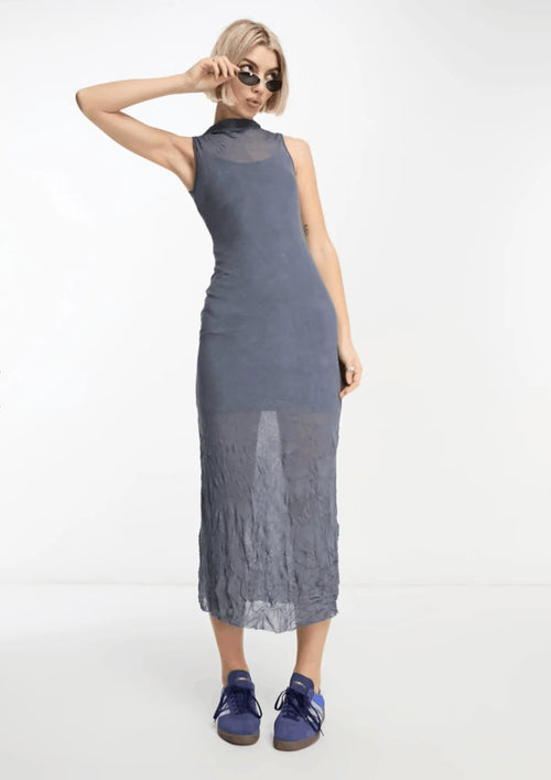 BLUE MESH MAXI DRESS