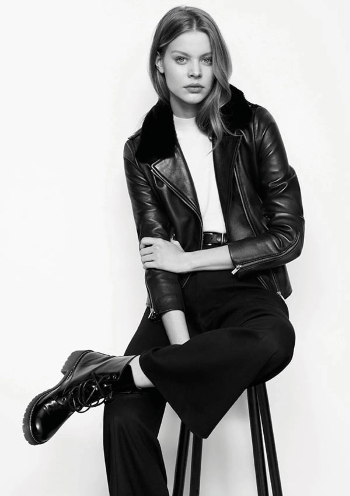 BLACK BECANE LEATHER BIKER JACKET