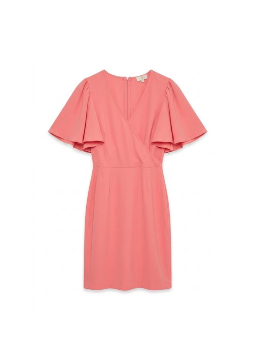 PINK V-NECK MIDI DRESS