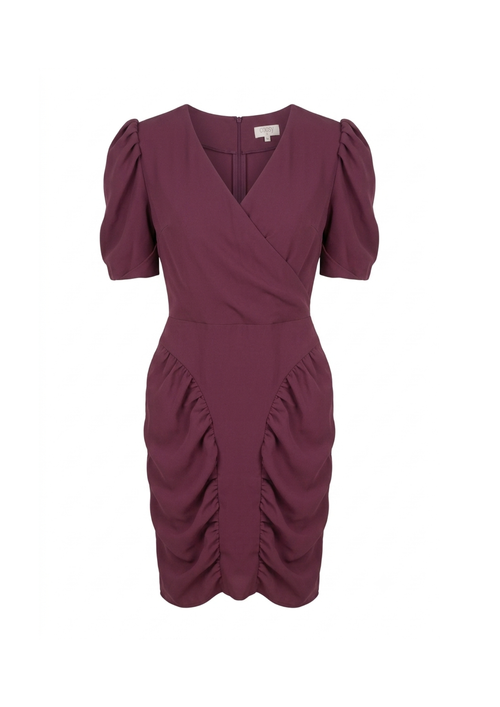 PURPLE V-NECK MIDI DRESS