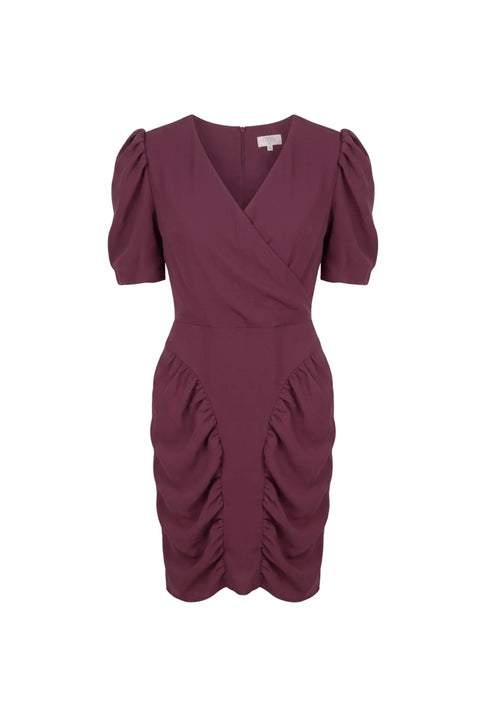 PURPLE V-NECK MIDI DRESS