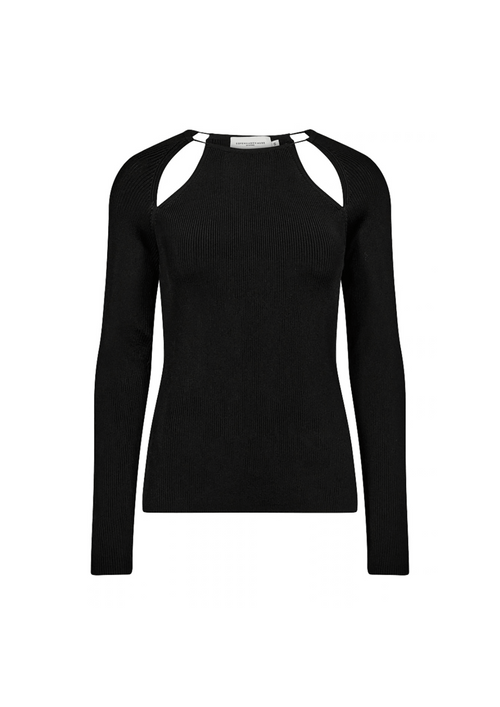 SCHWARZES NATACHA STRICK-TOP MIT CUT-OUTS